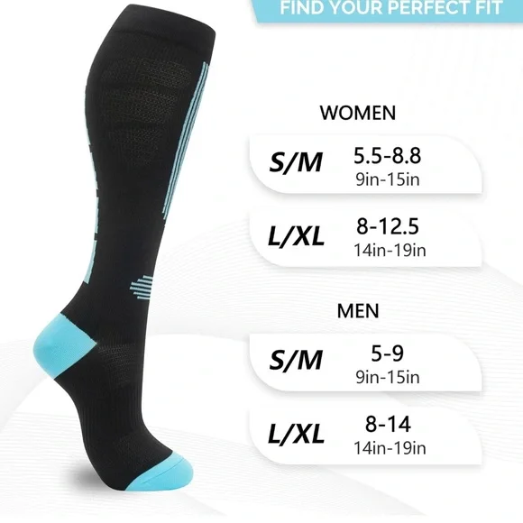 New Unisex Compression Socks Athletic Socks 20-30 mmhg bundle of 4 - Picture 4 of 7